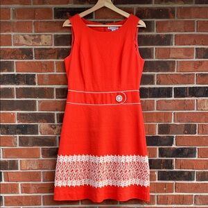 Alexandra Bartlett Textured/Lace Sleeveless Coral Orange Dress